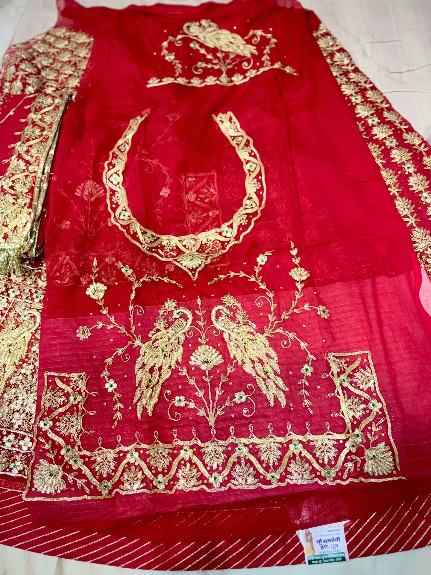 A stunning collection of traditional Indian bridal lehengas featuring rich red hues, heavy embroidery, and intricate festive designs.